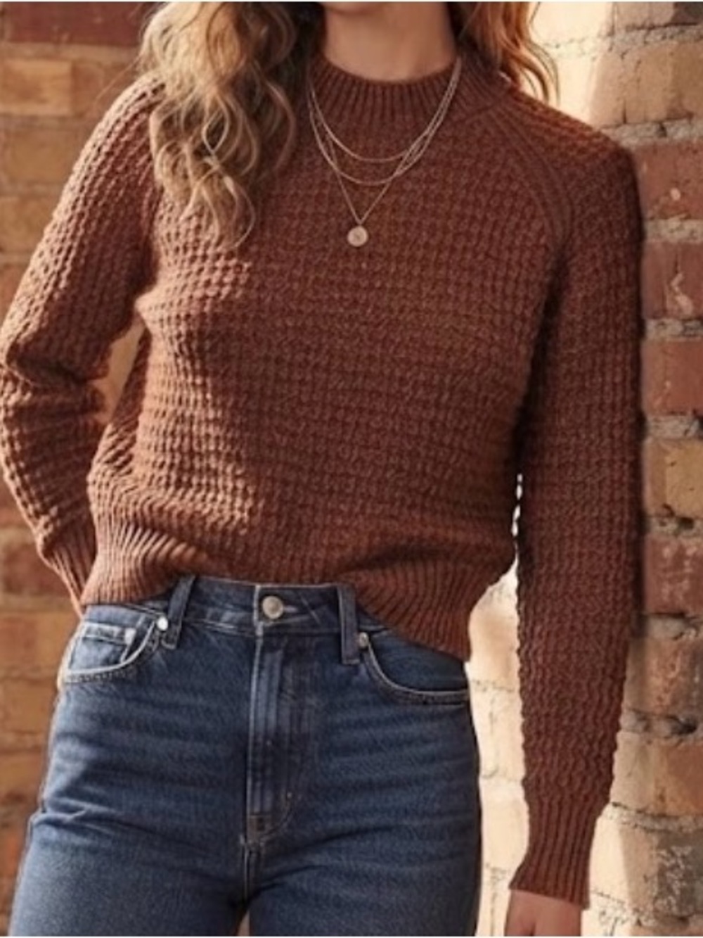 Universal Thread Cropped Waffle-Knit Mock Neck Sweater XS